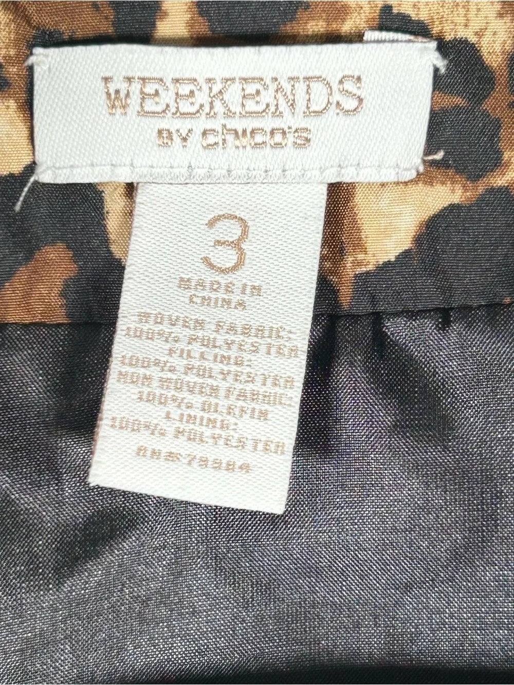 Chico’s Weekends Leopard Quilted Lightweight Zip Vest Animal Print Size 3 XL